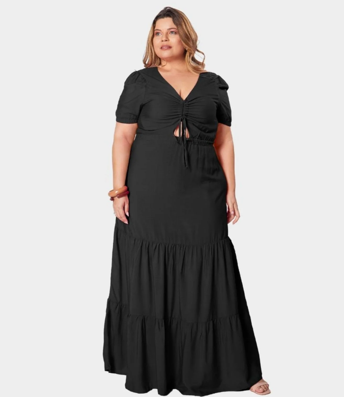 Imagem Vestido Três Marias Longo Allmaria Plus Size Preto