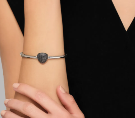 Imagem Pulseira feminina prata com ródio negro