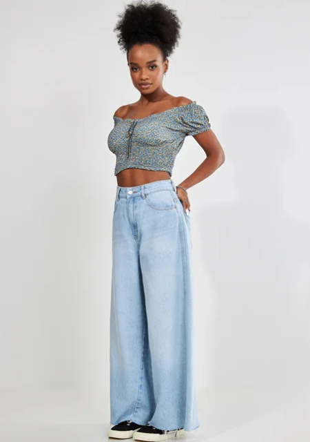 Imagem Calças Jeans Feminina Larga Wide Leg