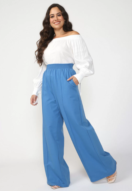 Calças Moletom Feminina: Modelo Solta Pantalona Imagem Calça Moletom Feminina Solta Pantalona