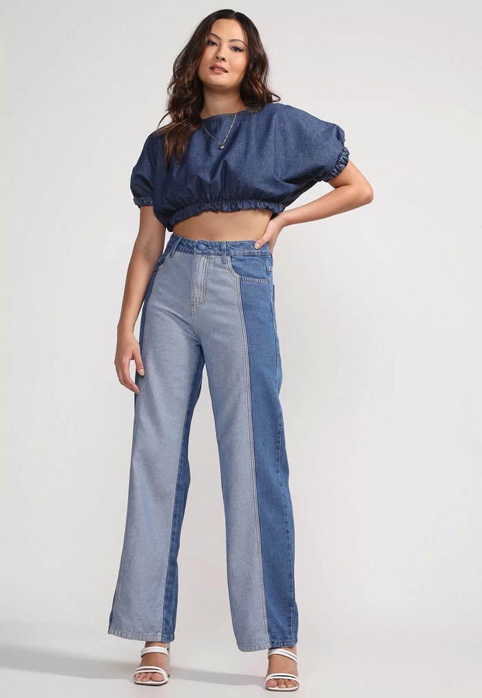 Imagem Calça Wide Leg Jeans Sawary