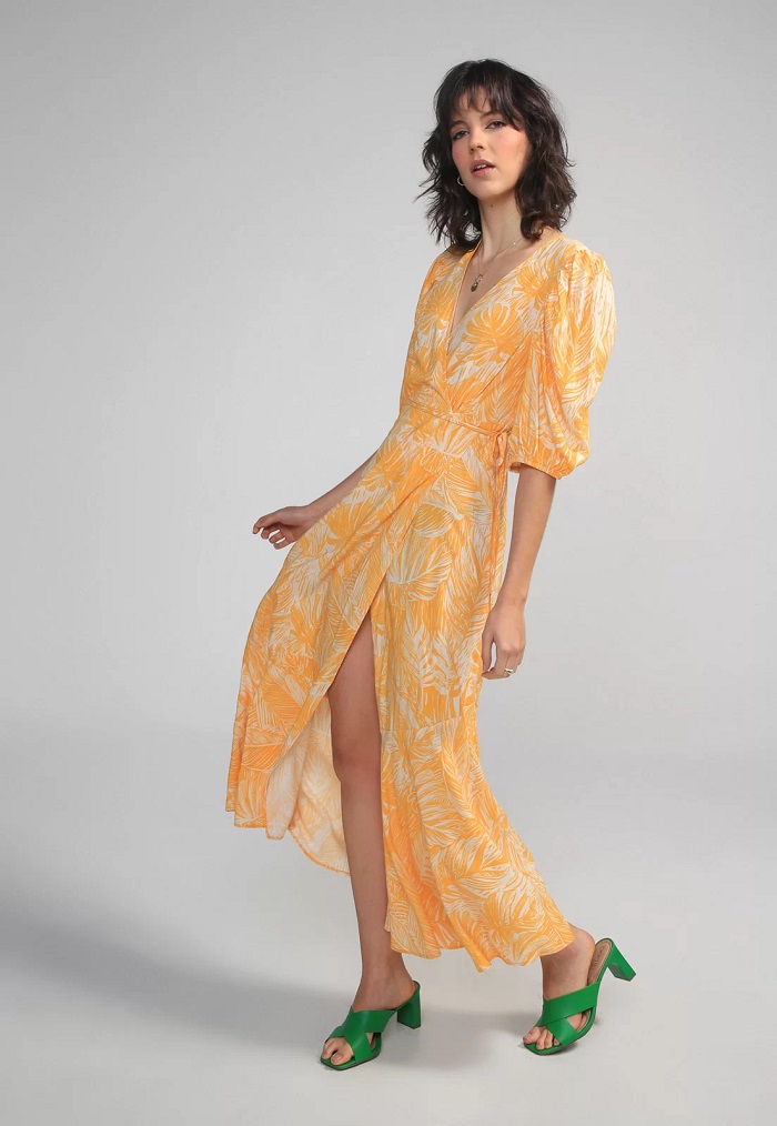 Imagem Vestido Estampado Folhagem Amarelo