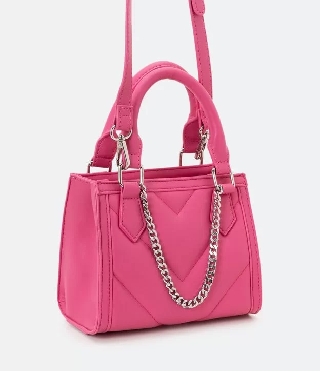 Imagem Bolsa Satinato Bolsa Satchel Matelassê Rosa