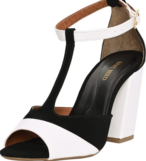 Imagem Sandália Alta de Salto Grosso Confortável Duas Cores