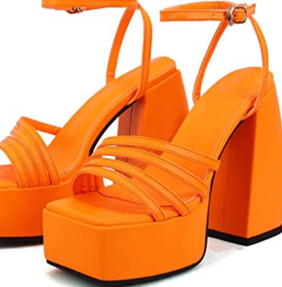 Imagem Sandália Laranja Salto Grosso Goolita