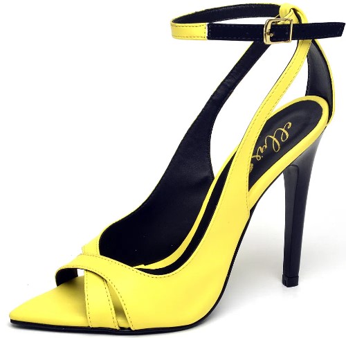 Imagem Sandália Alta Salto Fino Com Fivela Amarelo