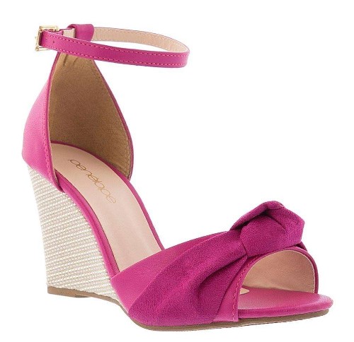 Imagem Sandália Alta Anabela Detalhe Nó Camurça