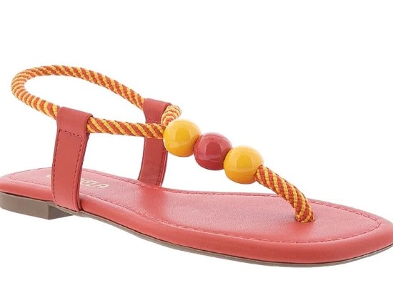 Imagem Sandália Laranja Rasteira com Pedras