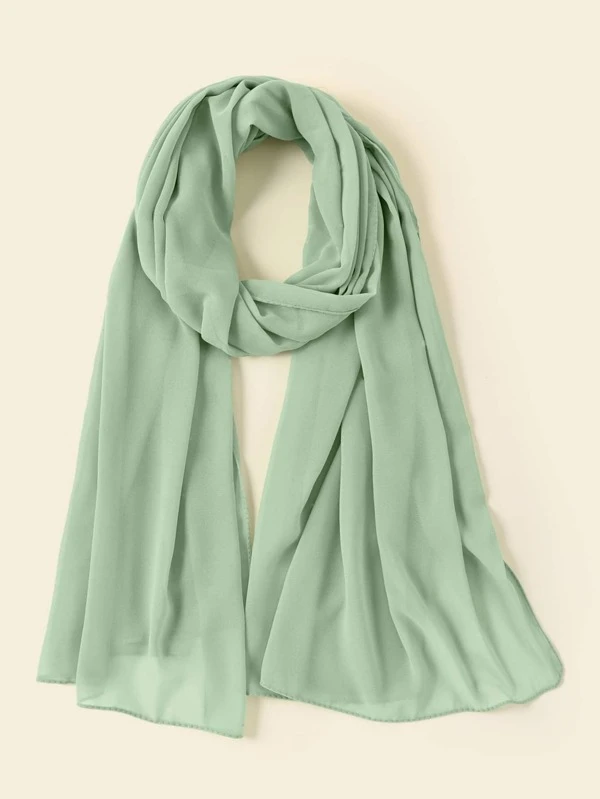 Imagem Com Echarpe Feminina Minimalista De Chiffon Verde Menta