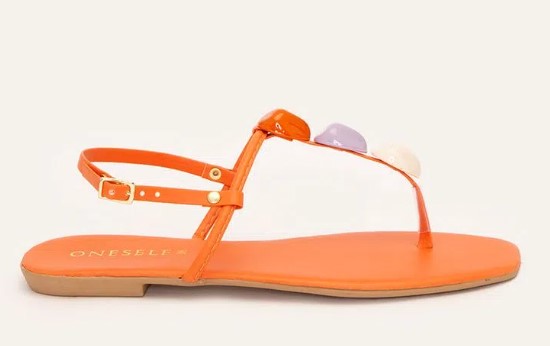 Imagem Sandália Laranja Rasteira Couro Cecconello