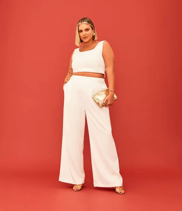 Imagem Calça pantalona plus size branca