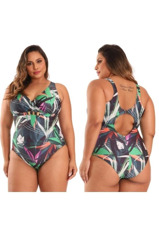 Imagem Maiô Plus Size Reforçado Banho De Mar Estampado