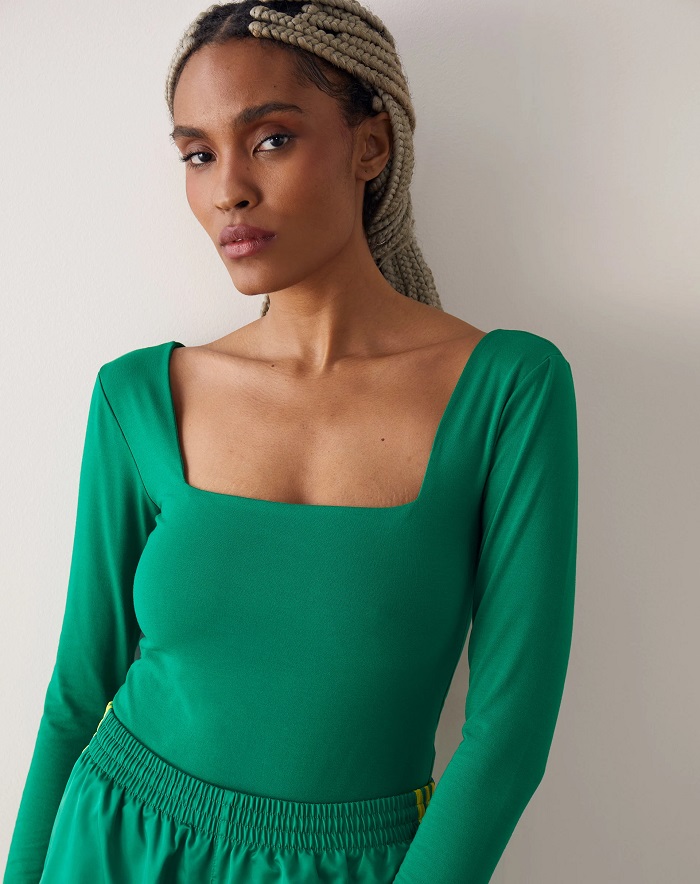 Imagem Blusa Manga Longa Decote Quadrado