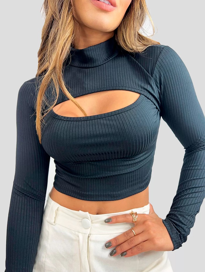 Imagem Blusa Manga Longa Cropped