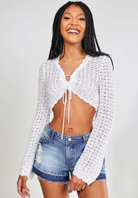 Imagem Blusa de crochê feminina off white