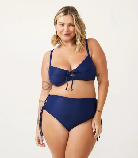 Imagem Biquínis plus size de cintura alta azul