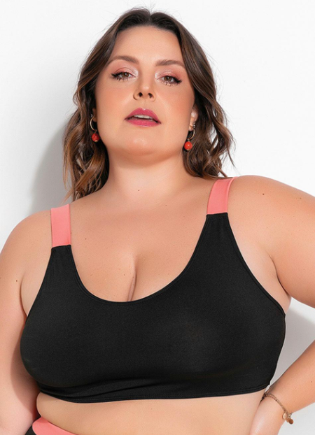 Imagem Biquíni Plus Size Marguerite Preto E Rosa