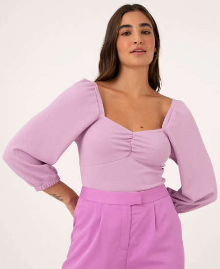 Imagem Blusa manga bufante decote princesa