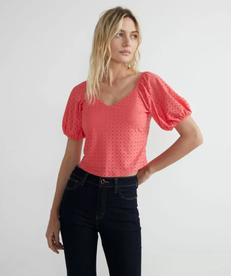 Imagem Blusas manga bufante em laise