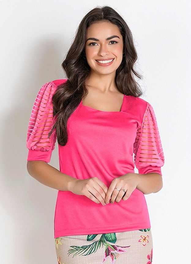 Imagem Blusa Neon Rosa Bufante