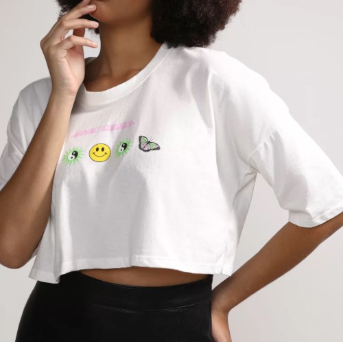 Imagem Blusas Tumblr Feminina Cropped Branca