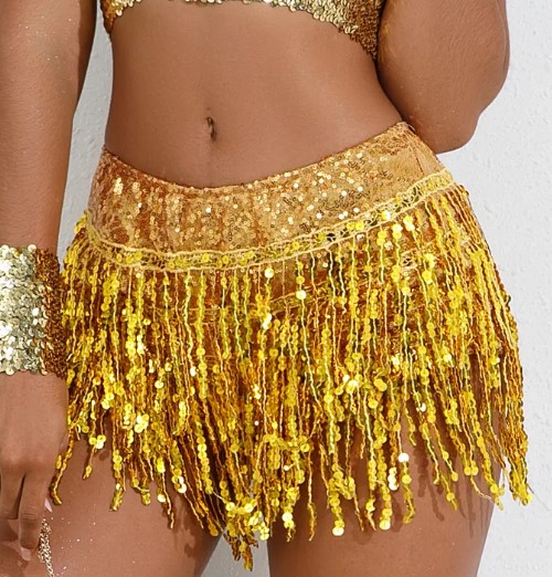 Imagem Short Dourado Lantejoulas Com Saia