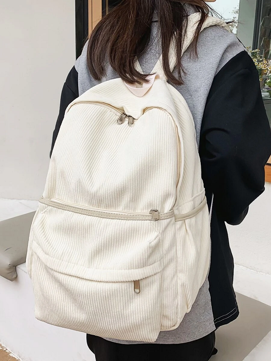 Imagem Mochila Feminina De Zíper Minimalista De Veludo