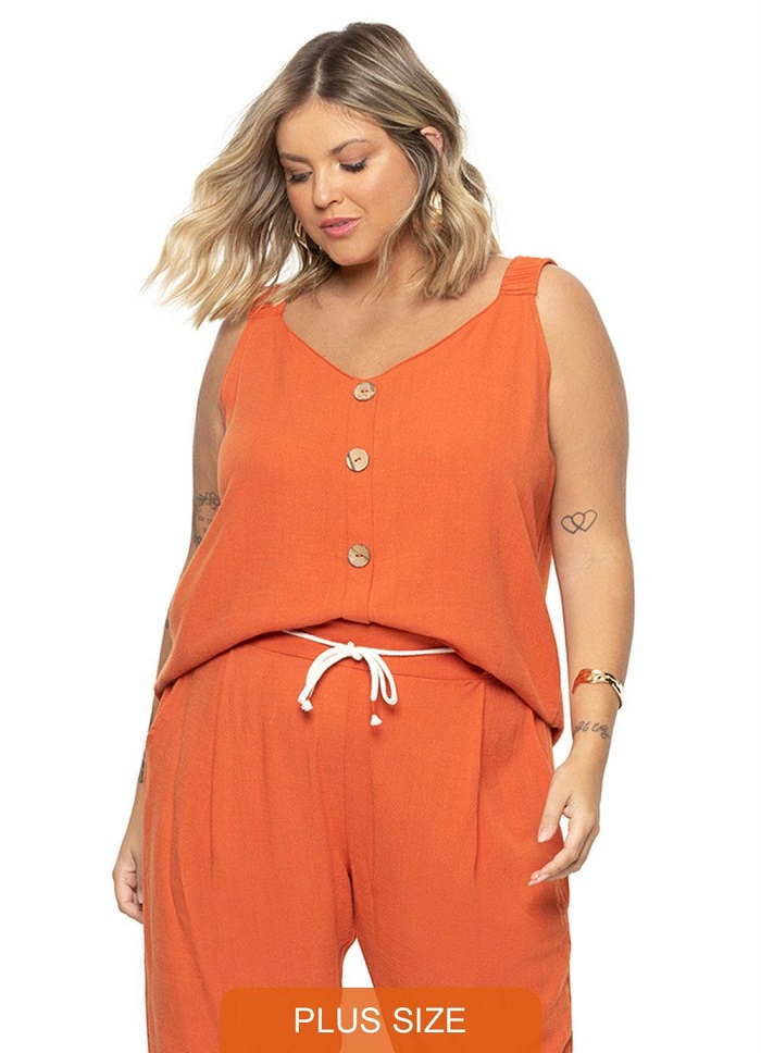 Imagem Blusa Plus Size Regata Laranja