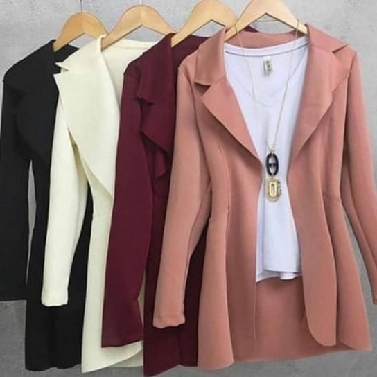 Imagem Terno Feminino Blazer Longo Neopremi Sobretudo Feminino Acinturado