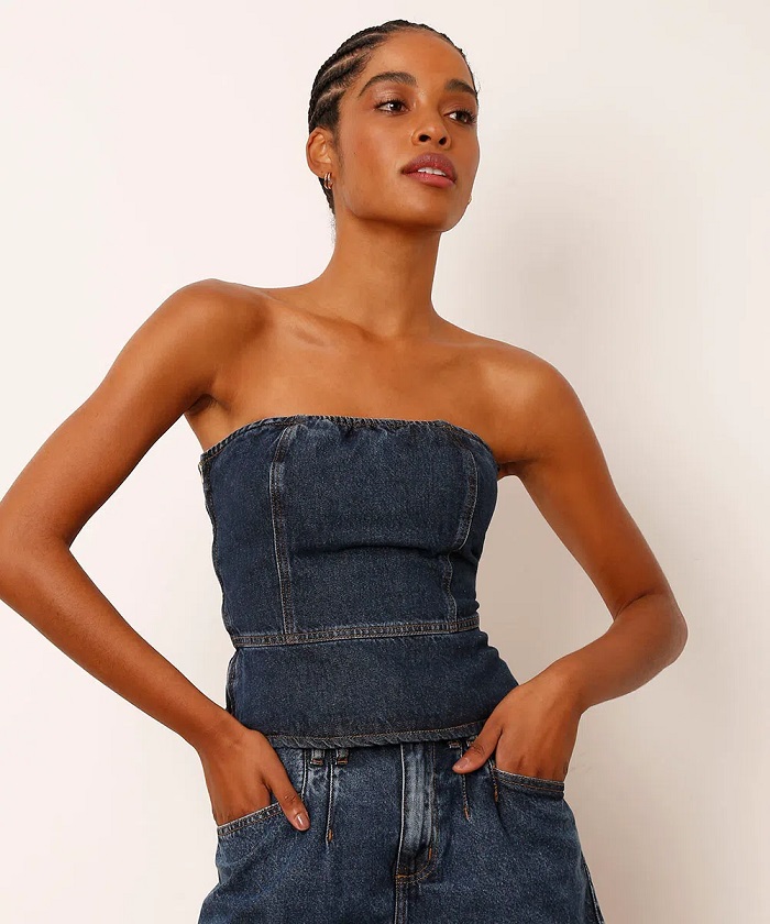 Imagem Blusa Tomara que Caia Corset Jeans