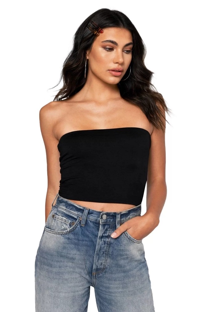 Imagem Blusa Tomara Que Caia Cropped Preta