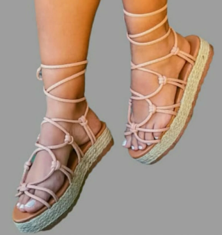 Imagem Sandália Flatform Com Corda Nude