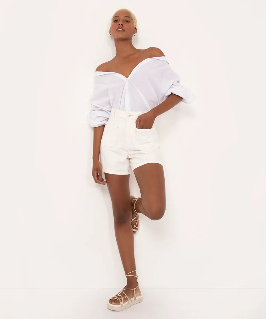 Imagem Short jeans cintura alta branco off-white