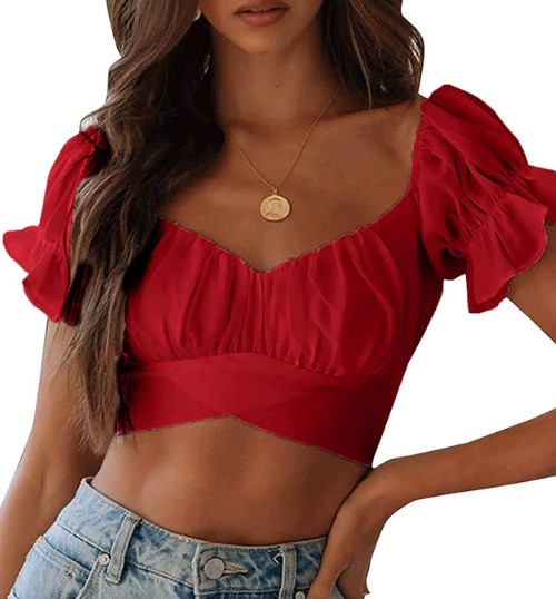 Imagem: Cropped Ombro A Ombro Vermelho Bufante