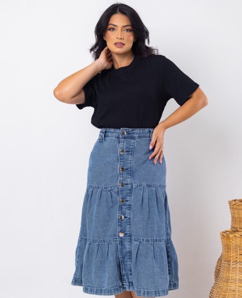 Imagem Saia Três Marias Midi Jeans