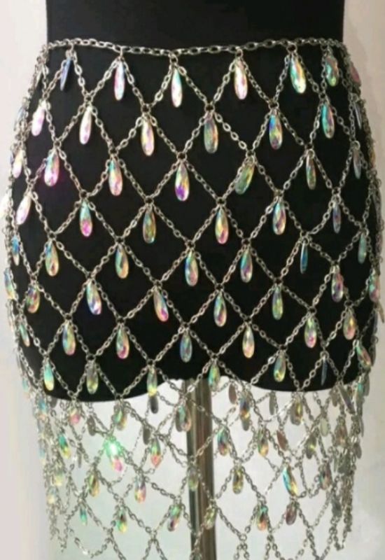 Imagem Saia Carnaval Strass Prata