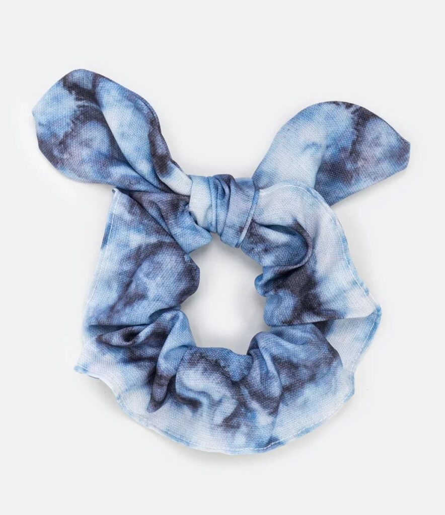 Imagem Scrunchie Com Laço Estampa Tie Dye Azul