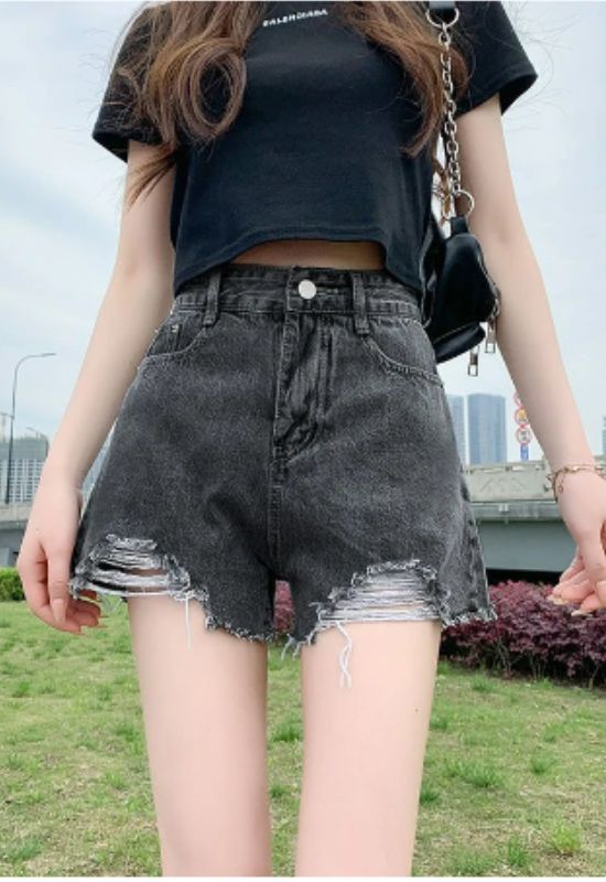 Imagem Short Rasgado Preto Denim