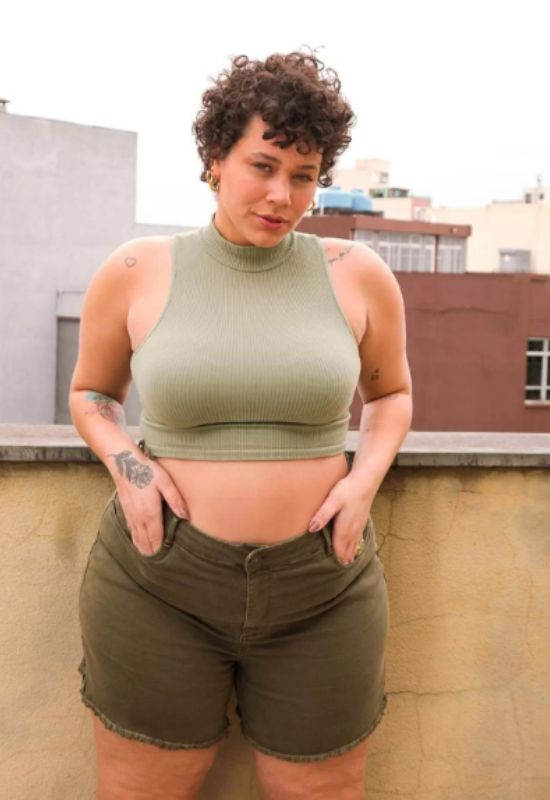 Imagem Short Verde Plus Size Jeans