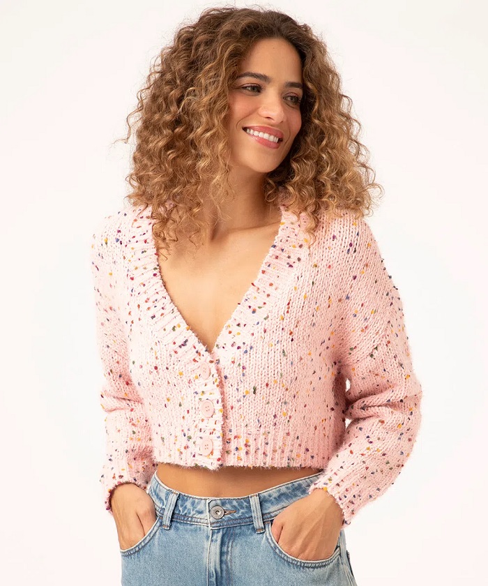 Imagem Cropped Soltinho Cardigan Com Bolinhas