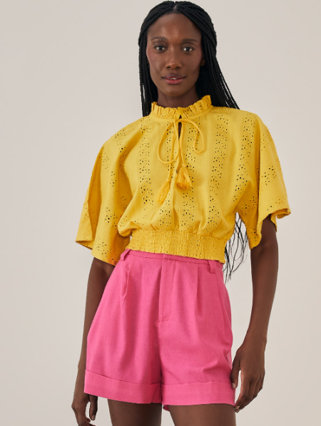 Imagem: Cropped Amarelo Variado Bordado