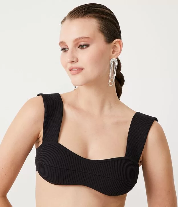 Imagem Cropped Tricot Com Alças Preto