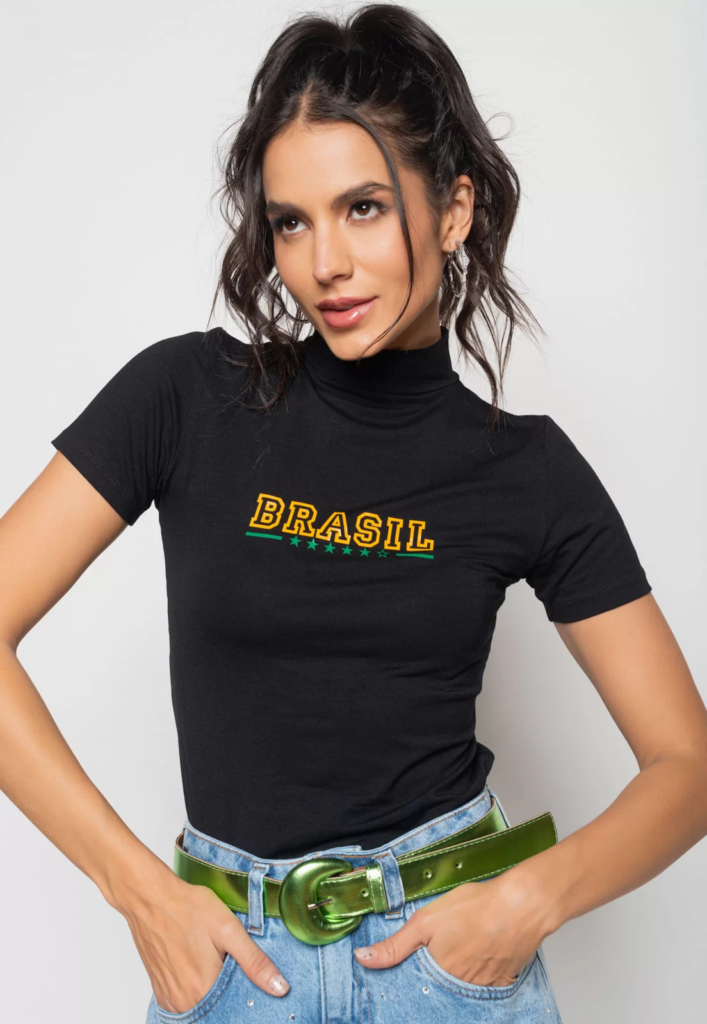 Imagem Cropped Do Brasil Com Mangas Em Malha