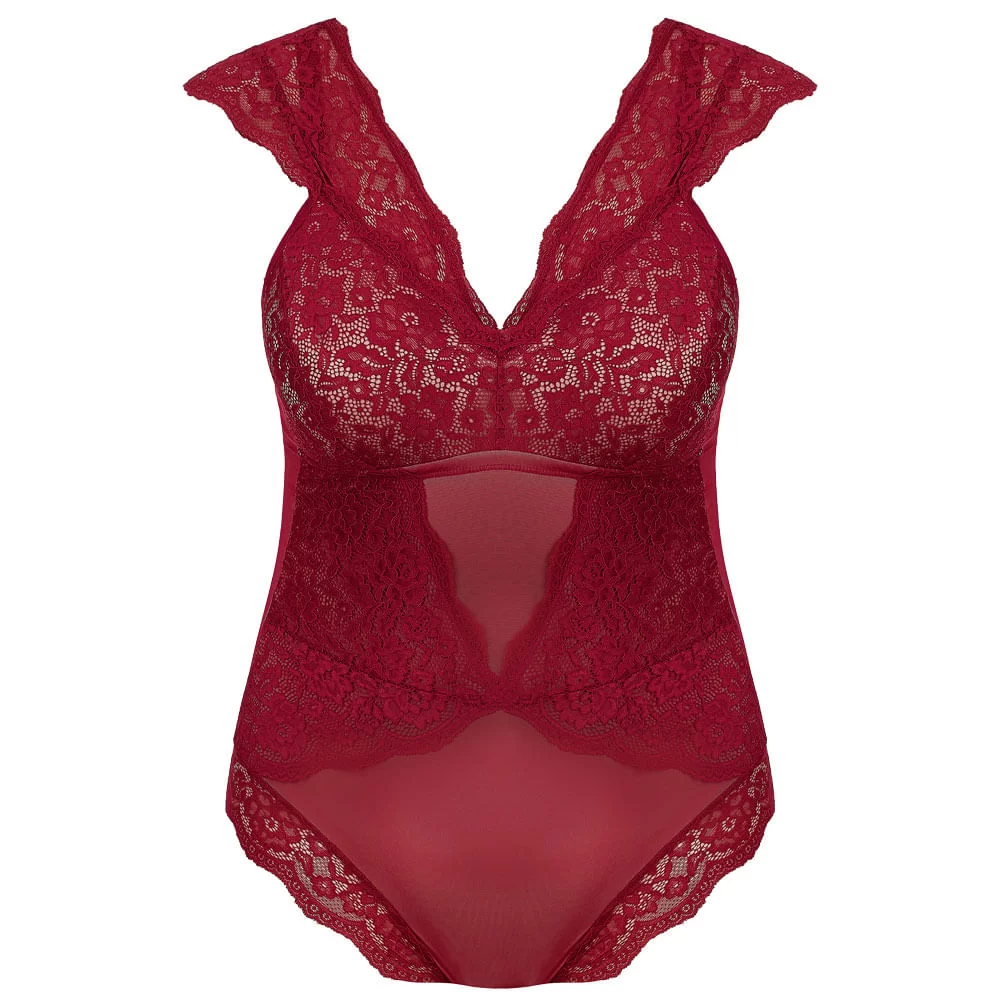 Imagem Body de renda vermelho plus