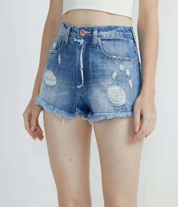 Imagem Short de cintura alta jeans com recorte