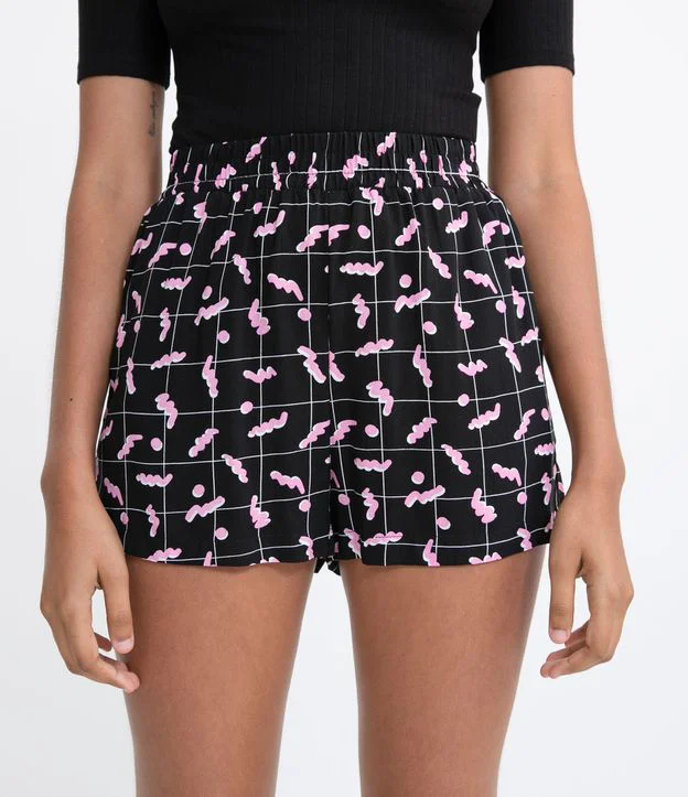 Imagem Short Tactel Feminino Estampado Com Minhoquinhas