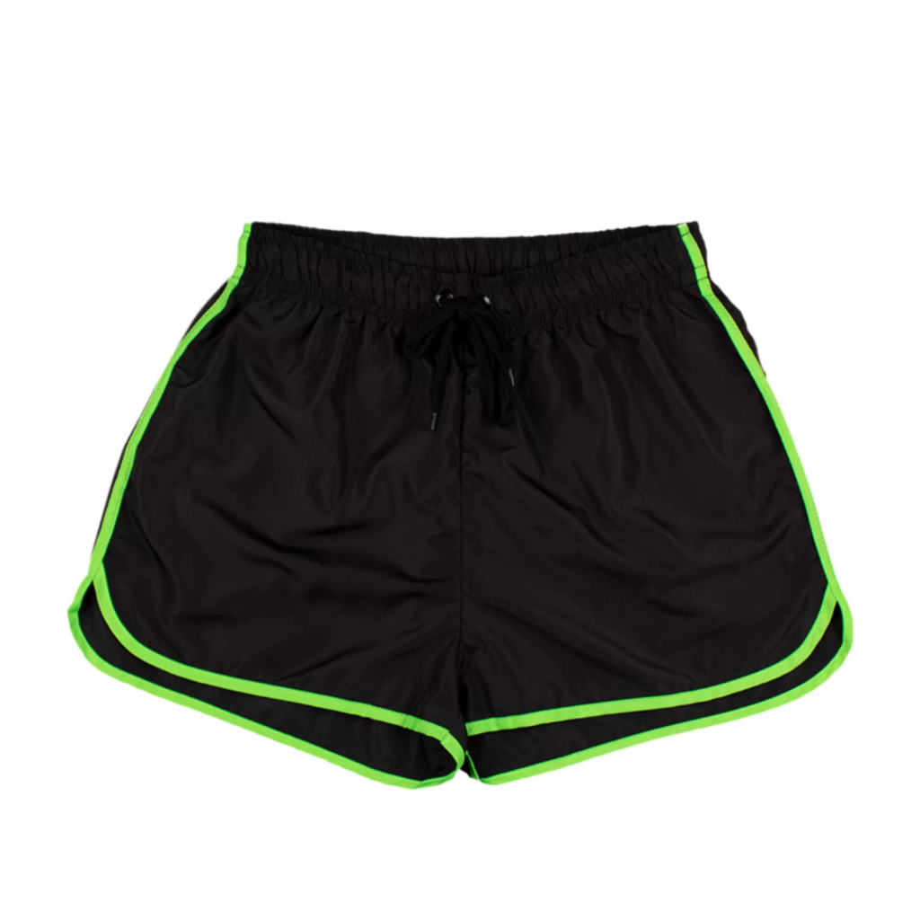 Imagem Short Tactel Feminino De Cor Preto E Verde Neon