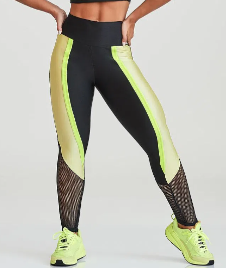 Imagem Calça legging preta com detalhe neon