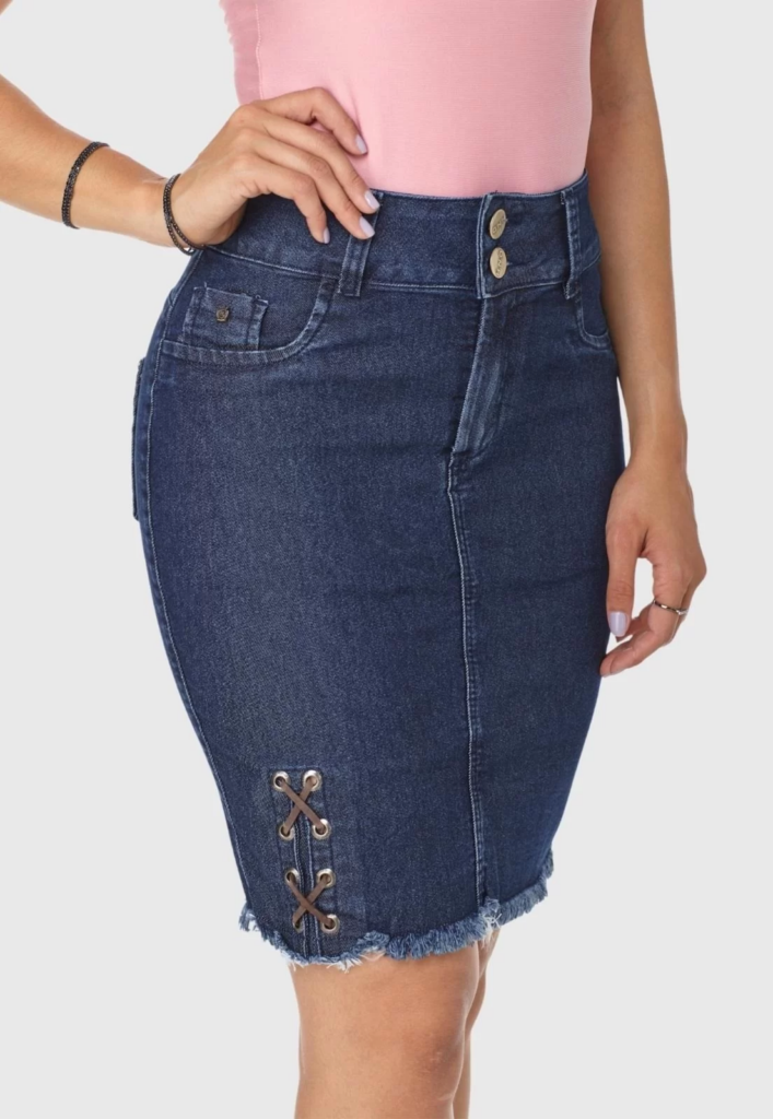 Imagem Saia jeans evangélica azul midi