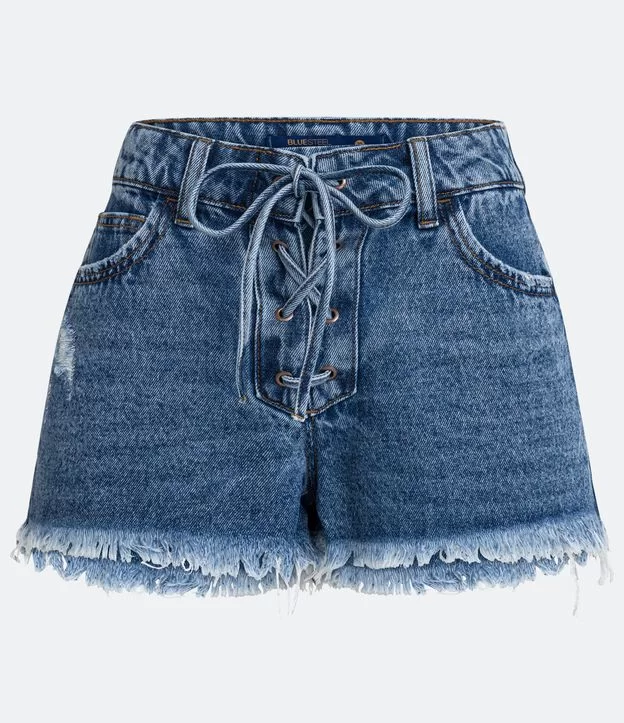 Imagem Short Curto Jeans Com Ilhós